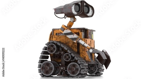 Obraz solitary robot on white background