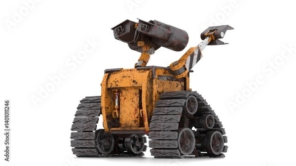 Obraz solitary robot on white background