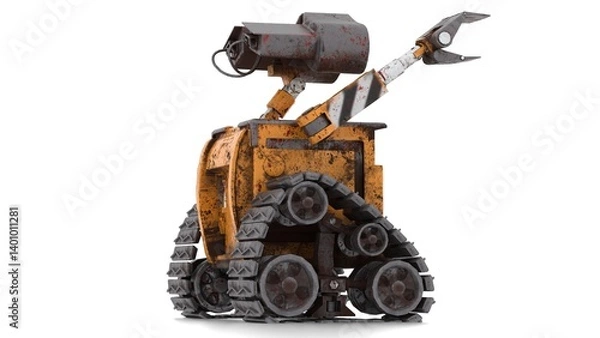 Obraz solitary robot on white background