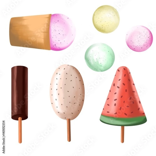 Obraz Ice cream seamless pattern. Summer background.