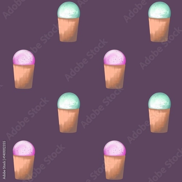 Obraz Ice cream seamless pattern. Summer background.