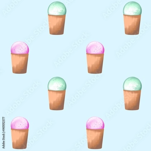 Obraz Ice cream seamless pattern. Summer background.