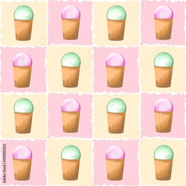 Obraz Ice cream seamless pattern. Summer background.