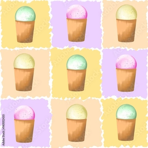 Obraz Ice cream seamless pattern. Summer background.