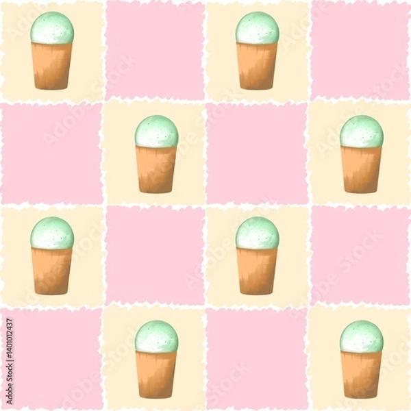 Fototapeta Ice cream seamless pattern. Summer background.