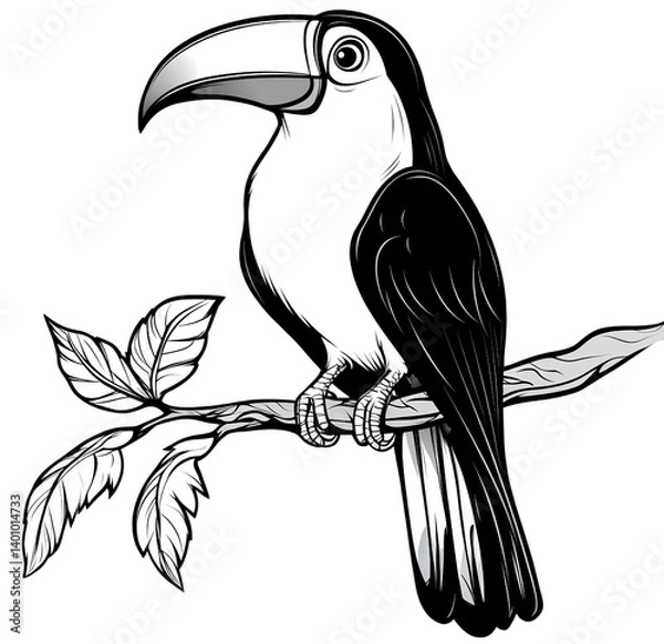 Fototapeta If you need an illustration of the toucan bird perched on a tree branch with transparent background.