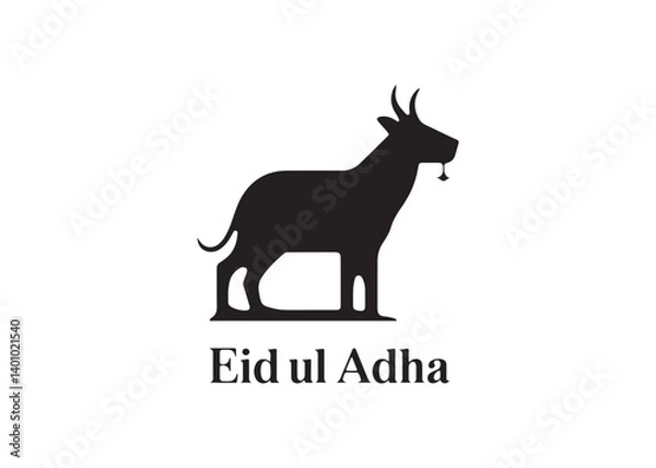 Fototapeta Simple black silhouette of a goat for Eid ul Adha