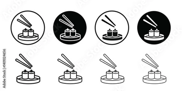 Fototapeta Maki sushi roll icon Vector flat thin line illustration