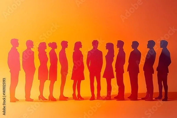 Fototapeta Diverse Team Collaboration Bright Paper Cutout People