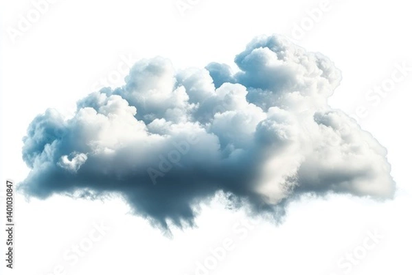 Obraz A fluffy cumulus cloud isolated against a bright white background in a studio setting outdoors