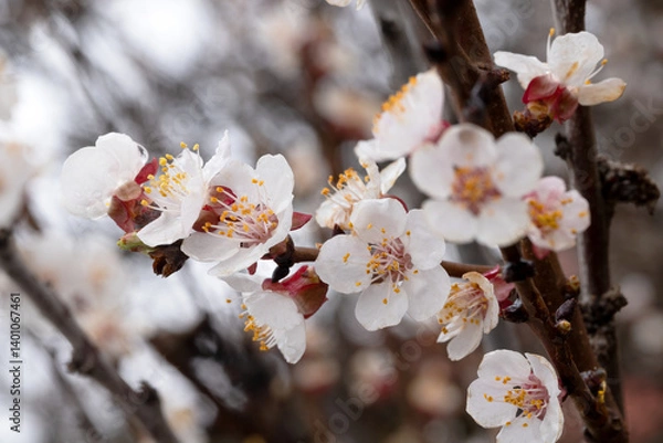 Obraz Gentle Cherry Blossom: Close-up of a Blooming Branch