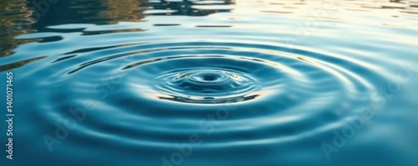 Fototapeta Calm water with ripples forming a circular shape, clear water, reflection