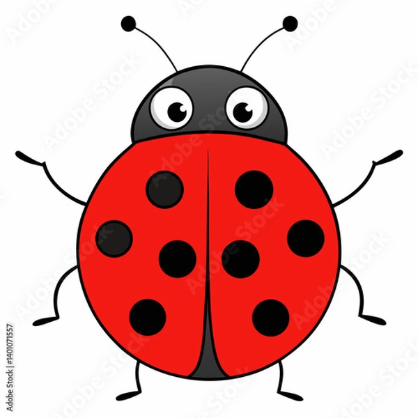 Obraz Cute Ladybug Icon for Nature and Insect Illustrations