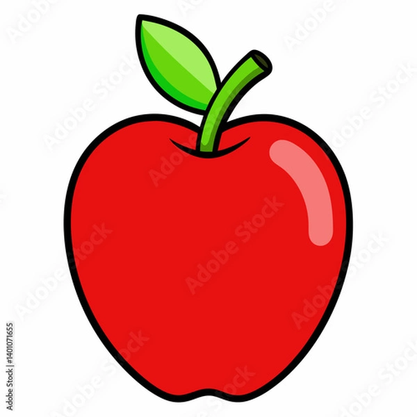 Obraz Bright Red Apple Icon for Health and Nutrition Themes