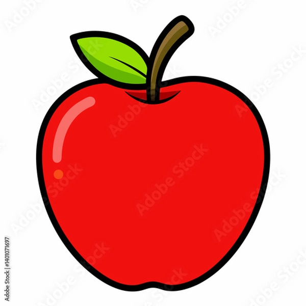 Obraz Bright Red Apple Icon for Health and Nutrition Themes