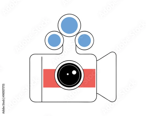 Fototapeta Stylized Video Camera Icon with Bubbles for Multimedia Projects