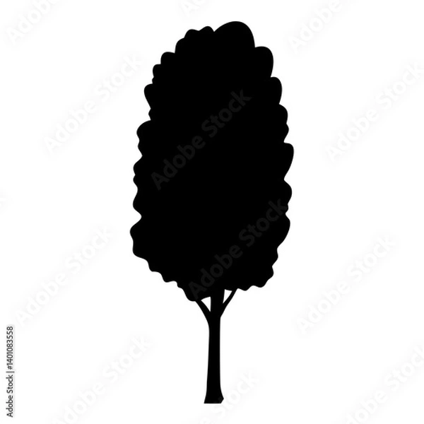Fototapeta poplar tree silhouettes - black poplar tree, isolated transparent background