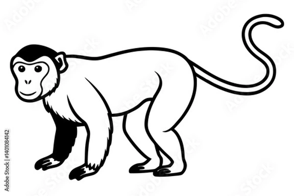 Obraz Stylized Proboscis Monkey Outline