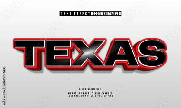 Obraz Texas retro style editable text effect for vintage-themed design.