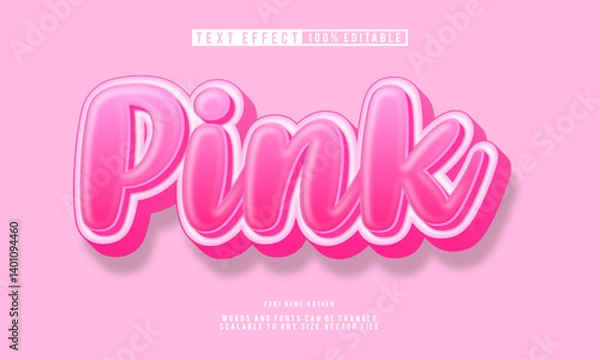 Obraz Editable 3D pink text effect with modern and playful font style.