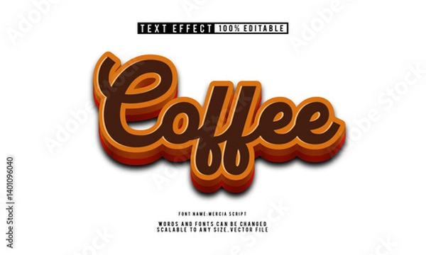 Obraz 3D coffee text effect with editable stylish design.
