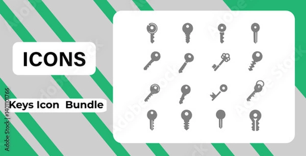 Fototapeta Keys Icon Bundle,  Modern Key Icons 
