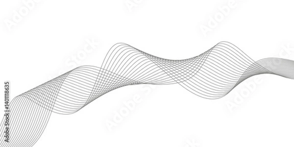 Fototapeta abstract Grey wave line background on white background.	