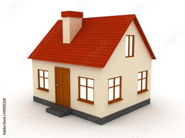 Fototapeta 3d Little house with red roof