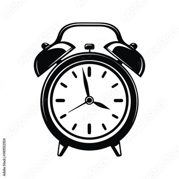 Fototapeta Alarm clock icon silhouette vector with white background