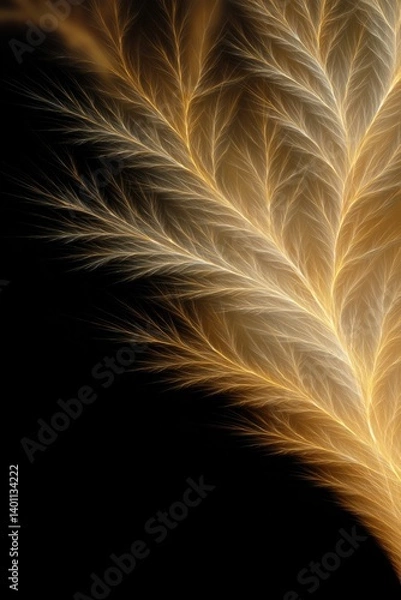 Fototapeta intricate tapestry of golden filaments weaving together in delicate fractal pattern