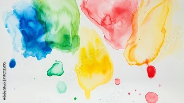 Obraz Vibrant Watercolor Abstract Painting - Colorful Fluid Art Background with Multicolor Brushstrokes