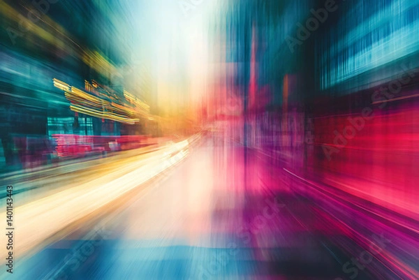 Fototapeta Abstract technology background with glowing lines creating futuristic perspective
