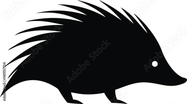 Fototapeta Silhouette Hedgehog Icon with Spines on Transparent Background Design