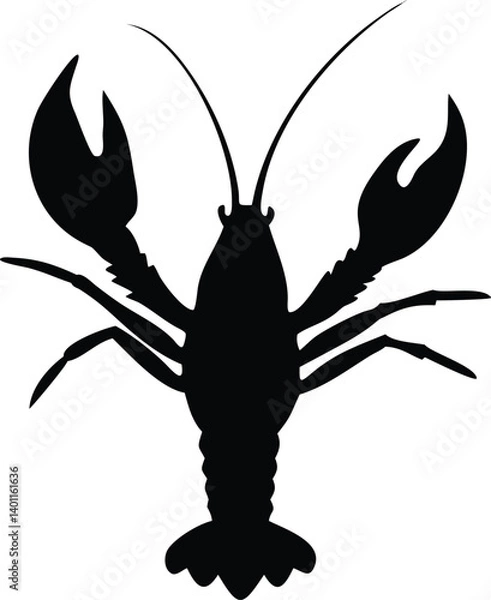 Fototapeta Silhouette of a Crawfish with Intricate Details and Transparent Background