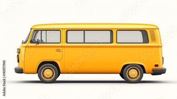 Obraz Yellow vintage van side profile