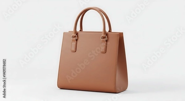 Fototapeta Minimalist Caramel-Colored Handbag, Clean Lines, Smooth Leatherette, Studio Shot, Neutral Background.