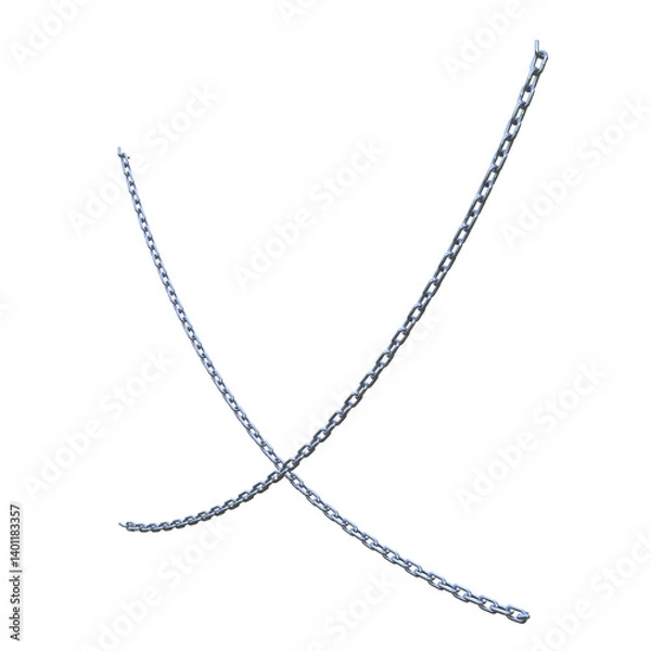 Fototapeta Сrossed Сhains, 3d illustration isolated on white background