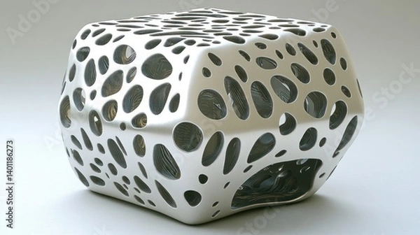 Obraz Abstract metallic cube with organic patterns