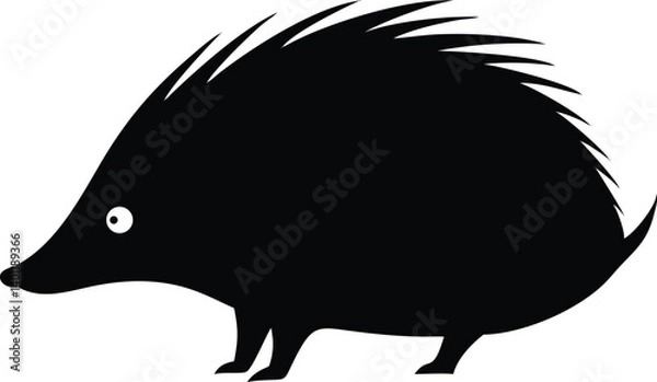 Fototapeta Silhouette of Simple Porcupine with Sharp Spikes in on Transparent Background