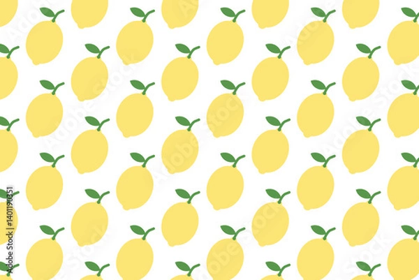 Fototapeta Lemon pattern on white background . Fresh lemon fruit background . Vector illustration