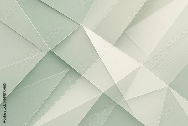 Obraz Abstract geometric background in sage green and ivory with layered paper textures and overlapping shapes. Minimal 3D-style design with soft light and shadows. Modern pastel aesthetic.

