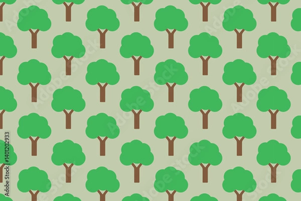 Fototapeta Tree pattern in trendy style . Green trees background . Vector illustration