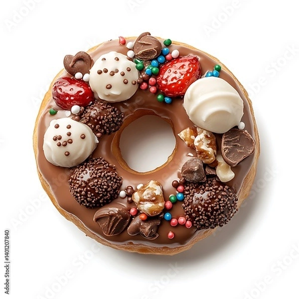 Fototapeta rich chocolate frosted donut

