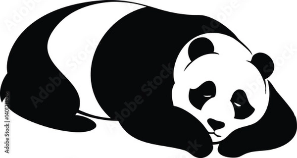 Fototapeta Sleeping Panda Bear in Black and White with Transparent Background