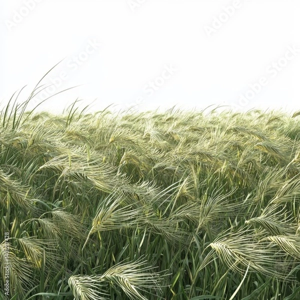 Obraz Lush Green Field of Wheat Gently Swaying Under Bright Blue Sky in Summer Time Capturing Nature's Vibrant Colors and Textures