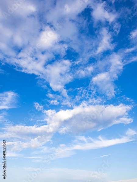 Fototapeta The sky is blue and clear with a few clouds scattered throughout