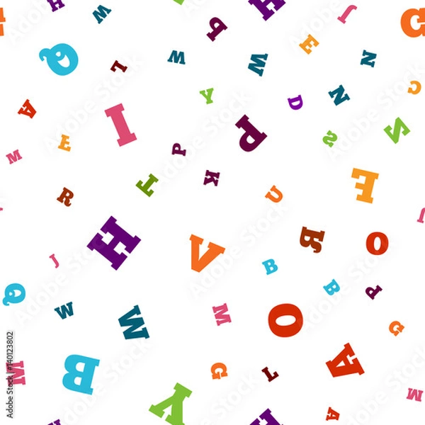Obraz Colorful letter seamless pattern on white background