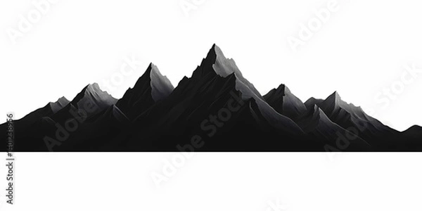 Obraz Abstract Black and White Mountain Landscape: High Contrast Artistic Peak Silhouettes in Monochrome Nature Illustration