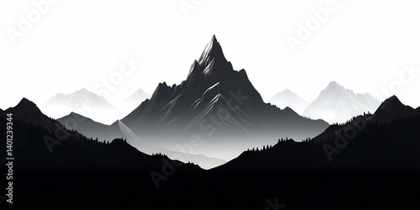 Obraz Monochrome Mountain Scenery: Dramatic Black and White Landscape for Nature Lovers