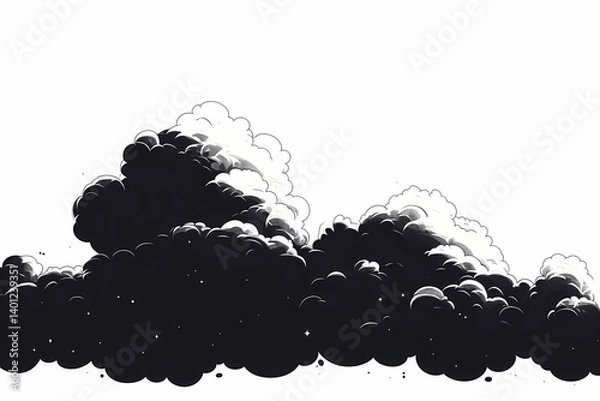 Obraz Dramatic Black and White Cloudscape: Artistic Abstract Illustration with Dark Fluffy Clouds Graphic Design